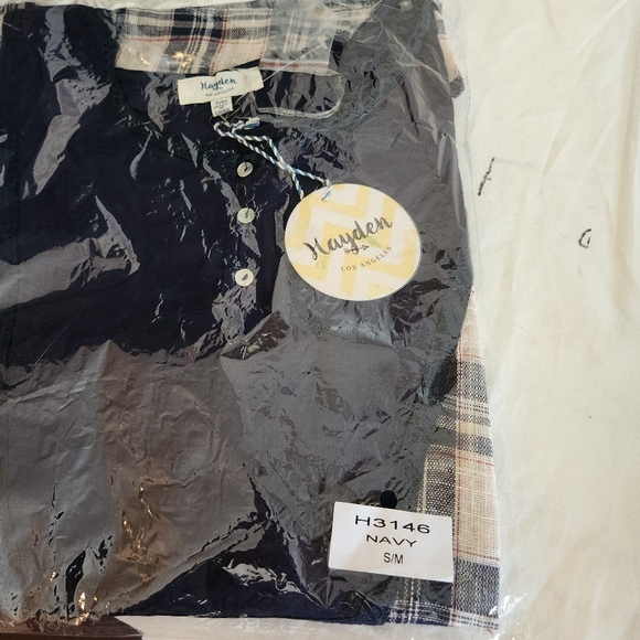 Hayden Los Angeles Navy and White Plaid Womens Top Size S/M & M/L Available NWT - Picture 5 of 5